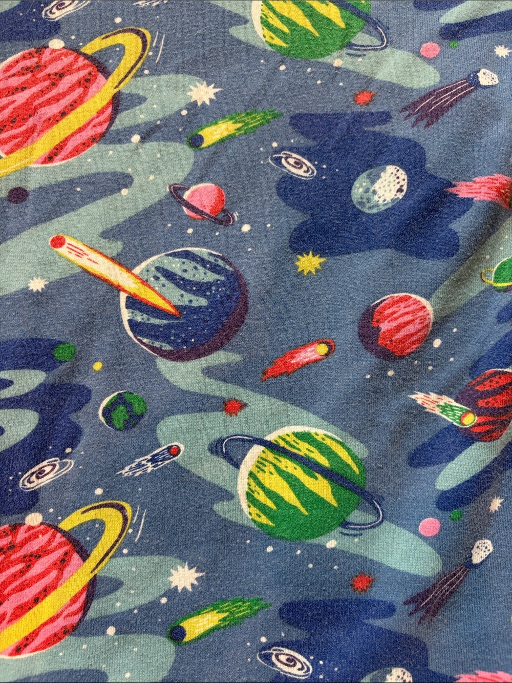 Mini Boden Blue Space Planet Print Kids Pajama Set, size 6 - Picture 3 of 3